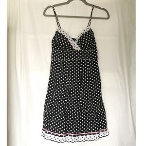 Blue V-Neck Polka Dot Cami Dress w/ Pink trim Sz 3